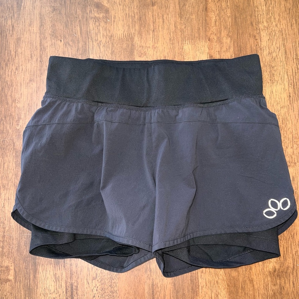 REI Elastic Waist High Rise Black Running Shorts w/Liner Women's Size Small